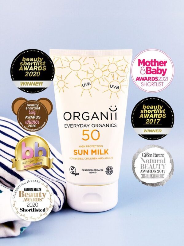 Award-winning SPF 50 Sun Milk by Organii